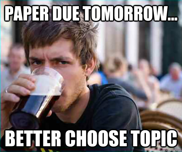Paper due tomorrow... Better choose topic  College Senior