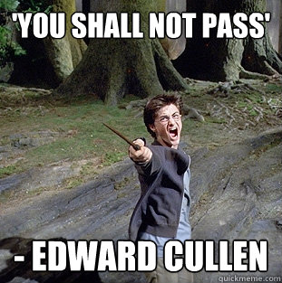 'you shall not pass' - edward cullen  Pissed off Harry
