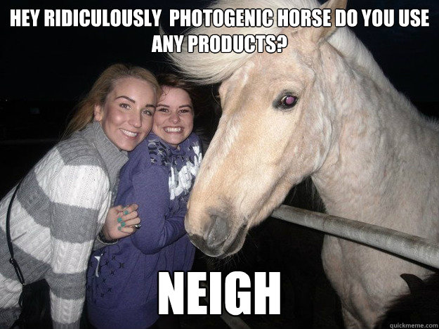 Hey ridiculously  photogenic horse do you use any products? neigh  Ridiculously Photogenic Horse
