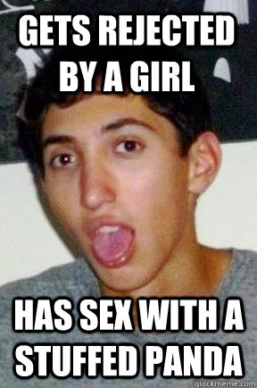 Gets Rejected by a girl has sex with a stuffed panda  