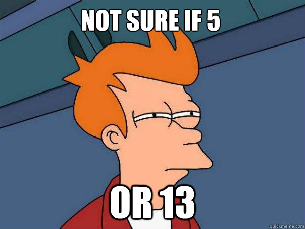 not sure if 5 or 13  Futurama Fry