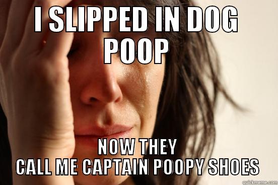 I SLIPPED IN DOG POOP NOW THEY CALL ME CAPTAIN POOPY SHOES First World Problems