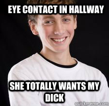 Eye Contact in hallway She totally wants my Dick  High School Freshman