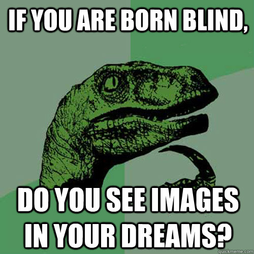 If you are born blind, Do you see images in your dreams?   Philosoraptor