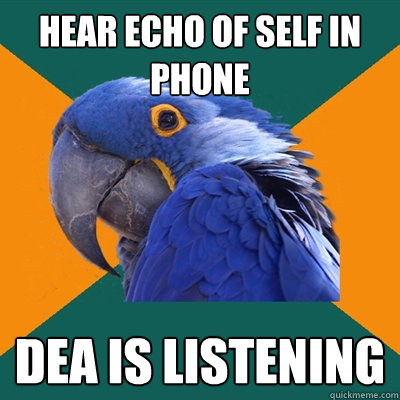 Hear echo of self in phone Dea is listening  Paranoid Parrot