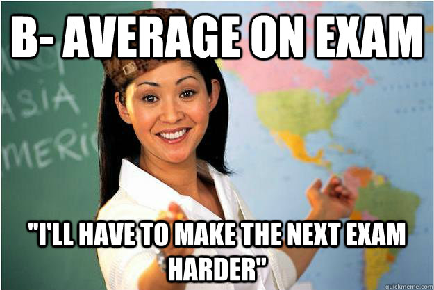 b- average on exam 