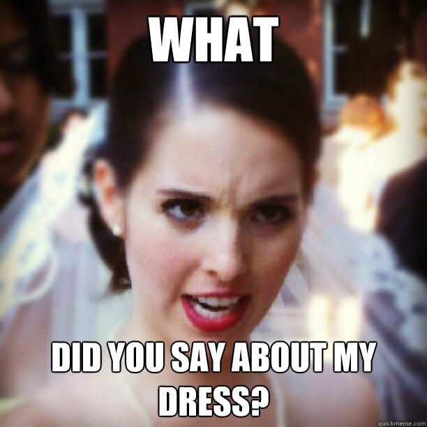 WHAT DID YOU SAY ABOUT MY DRESS? - WHAT DID YOU SAY ABOUT MY DRESS?  Bridezilla