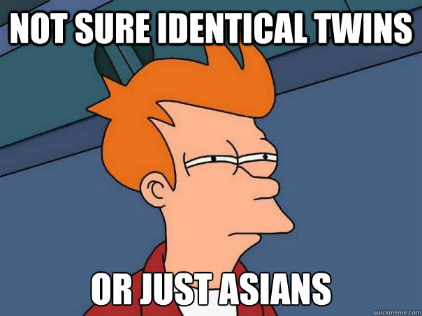 Not sure identical twins Or just asians  Futurama Fry