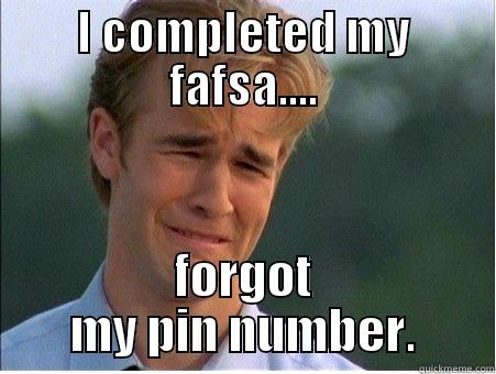 I COMPLETED MY FAFSA.... FORGOT MY PIN NUMBER. 1990s Problems