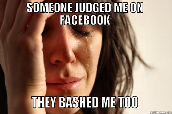 SOMEONE JUDGED ME ON FACEBOOK           THEY BASHED ME TOO           First World Problems