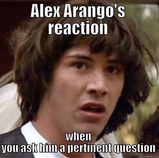 ALEX ARANGO'S REACTION WHEN YOU ASK HIM A PERTINENT QUESTION conspiracy keanu