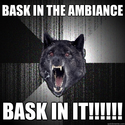Bask in the ambiance BASK IN IT!!!!!!  Insanity Wolf