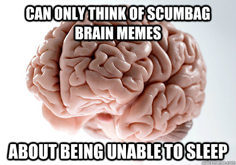can only think of scumbag brain memes about being unable to sleep  Scumbag Brain