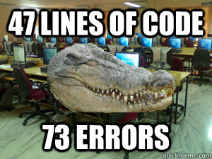 47 lines of code 73 errors  