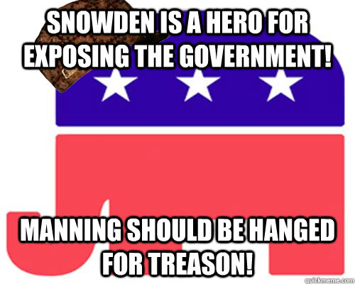 snowden is a hero for exposing the government! manning should be hanged for treason!  