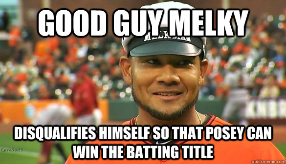 Good Guy Melky Disqualifies himself so that Posey can win the batting title  - Good Guy Melky Disqualifies himself so that Posey can win the batting title   Good Guy Melky