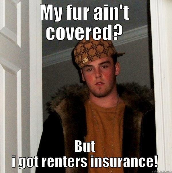 MY FUR AIN'T COVERED? BUT I GOT RENTERS INSURANCE! Scumbag Steve