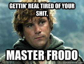 Gettin' real tired of your shit, Master Frodo - Gettin' real tired of your shit, Master Frodo  Good Guy Sam