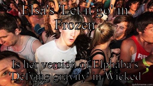 ELSA'S 'LET IT GO' IN FROZEN IS HER VERSION OF ELPHABA'S 'DEFYING GRAVITY' IN WICKED Sudden Clarity Clarence