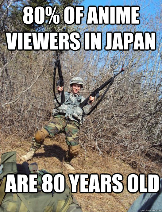 80% of anime viewers in Japan are 80 years old - 80% of anime viewers in Japan are 80 years old  Scumbag Seth