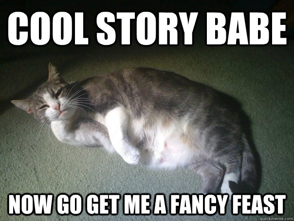 Cool story babe Now go get me a fancy feast - Cool story babe Now go get me a fancy feast  Cool Cat Feast