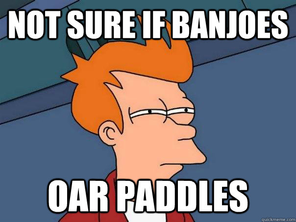 not sure if banjoes oar paddles  Futurama Fry