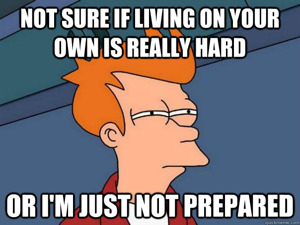 Not sure if living on your own is really hard Or I'm just not prepared  Futurama Fry