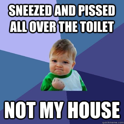 Sneezed and pissed all over the toilet Not my house - Sneezed and pissed all over the toilet Not my house  Success Kid