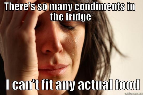 THERE'S SO MANY CONDIMENTS IN  THE FRIDGE    I CAN'T FIT ANY ACTUAL FOOD First World Problems