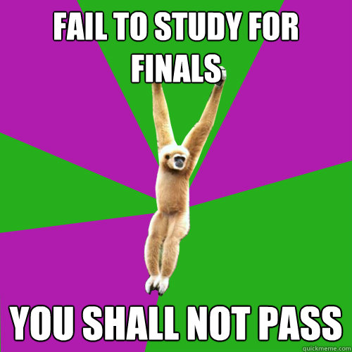 FAIL TO STUDY FOR FINALS YOU SHALL NOT PASS  Over-used quote gibbon