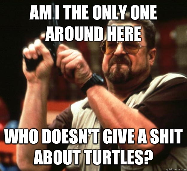 am I the only one around here Who doesn't give a shit about turtles? - am I the only one around here Who doesn't give a shit about turtles?  Angry Walter