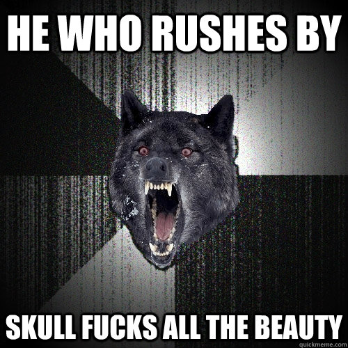 He who rushes by Skull fucks all the beauty  Insanity Wolf