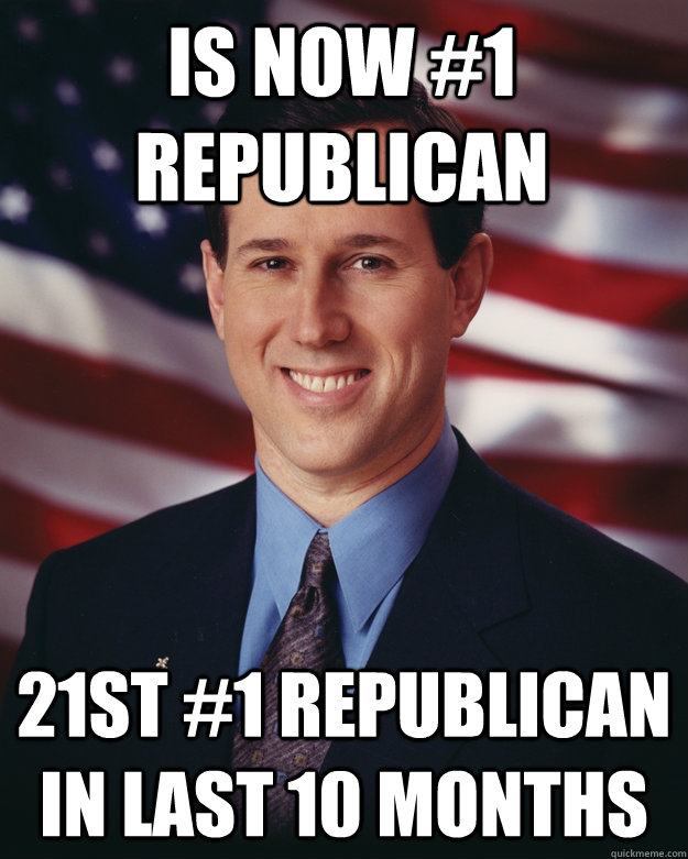 is now #1 Republican 21st #1 Republican in last 10 months  Rick Santorum