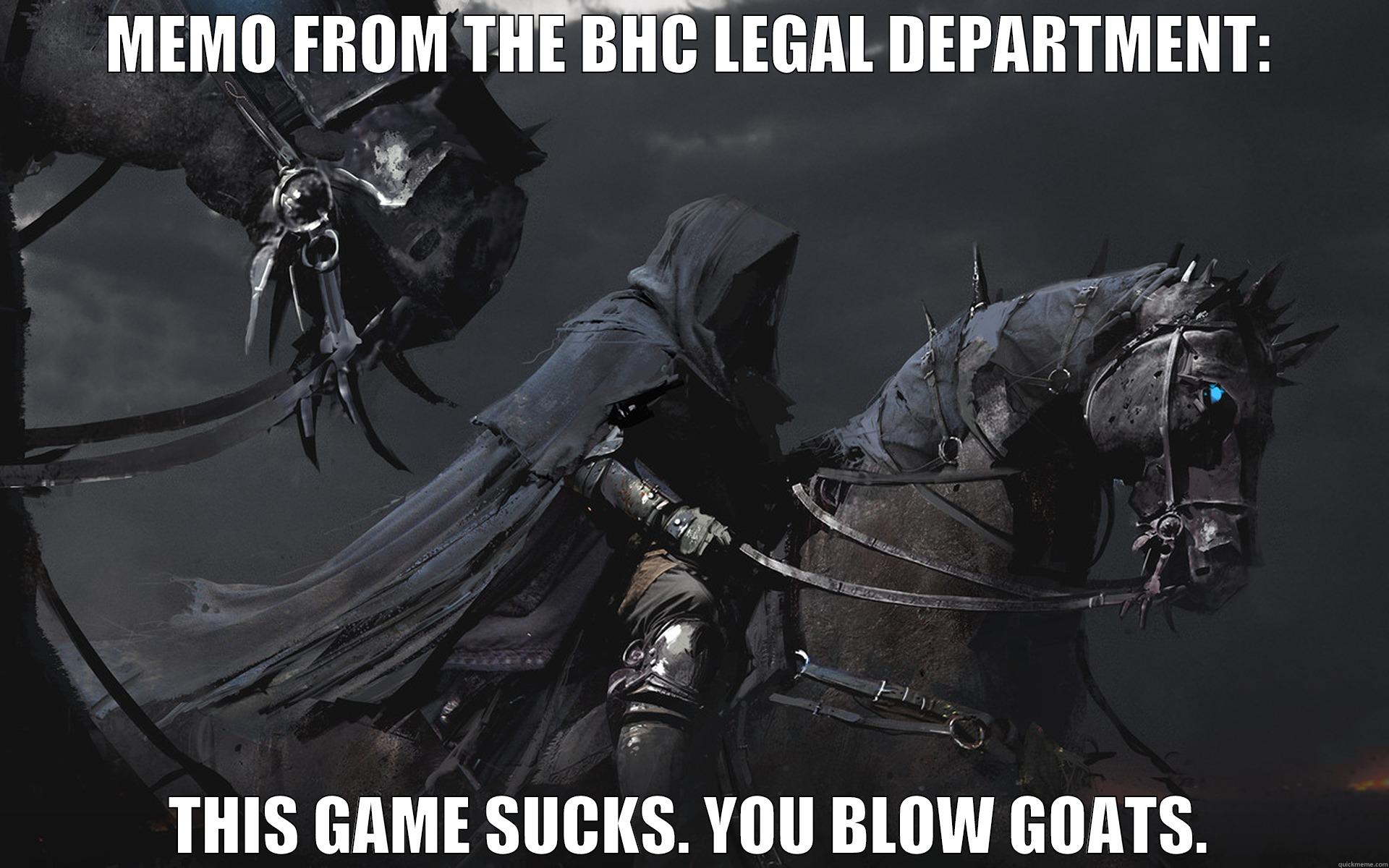 MEMO FROM THE BHC LEGAL DEPARTMENT: THIS GAME SUCKS. YOU BLOW GOATS. Misc