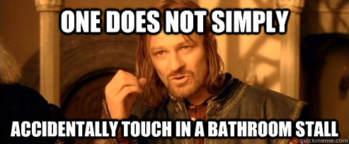 One does not simply accidentally touch in a bathroom stall  One Does Not Simply