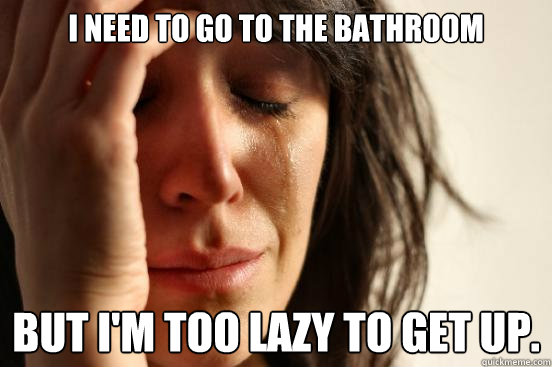 I need to go to the bathroom But I'm too lazy to get up.  First World Problems