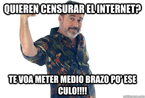 quieren censurar el internet? te voa meter medio brazo po' ese culo!!!!  