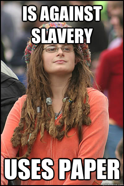 is against slavery uses paper  College Liberal