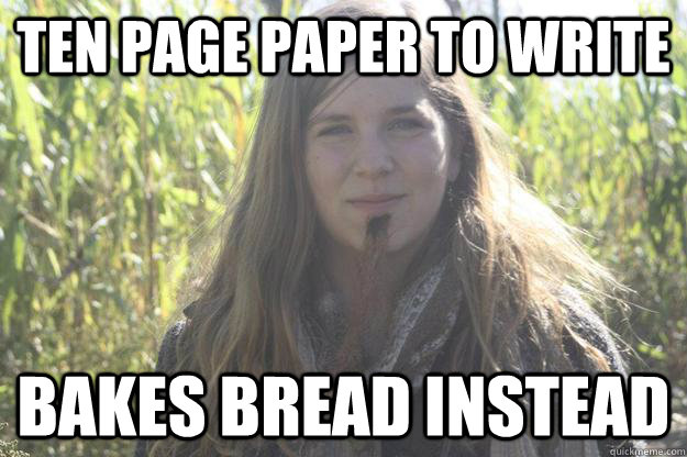 ten page paper to write  Bakes bread instead  