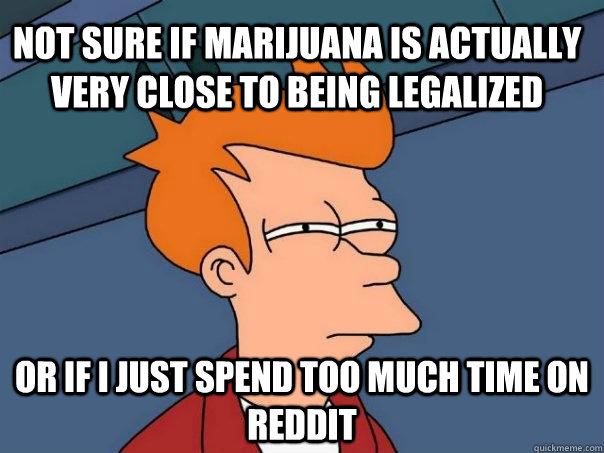 Not sure if marijuana is actually very close to being legalized Or if I just spend too much time on reddit  Futurama Fry