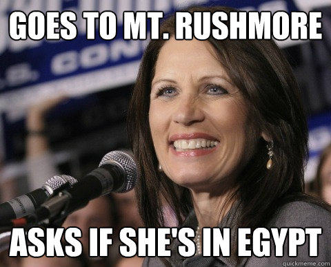goes to mt. rushmore asks if she's in egypt  Bad Memory Michelle