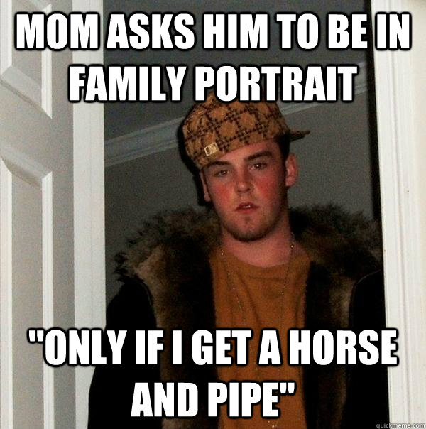 mom asks him to be in family portrait 