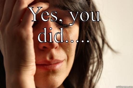 Sister meme - YES, YOU DID.....  First World Problems