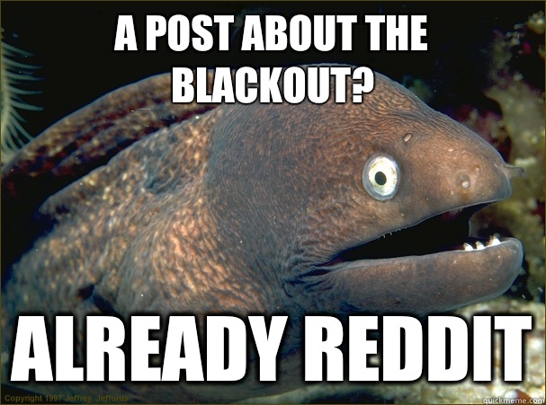 A post about the Blackout? Already reddit  Bad Joke Eel