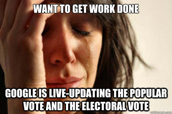 Want to get work done Google is live-updating the popular vote and the electoral vote  First World Problems