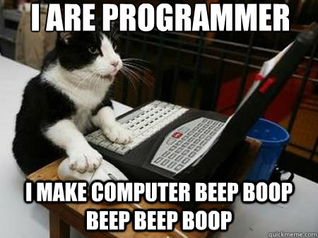 I are programmer I make computer beep boop beep beep boop  