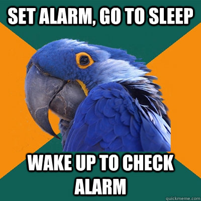 Set Alarm, Go To Sleep Wake Up to Check Alarm  - Set Alarm, Go To Sleep Wake Up to Check Alarm   Paranoid Parrot