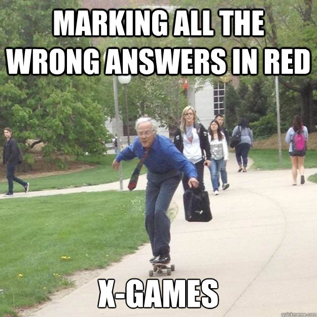 marking all the wrong answers in red x-games  Skateboarding Professor