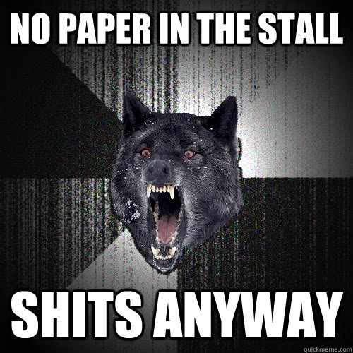 no paper in the stall shits anyway  insanitywolf