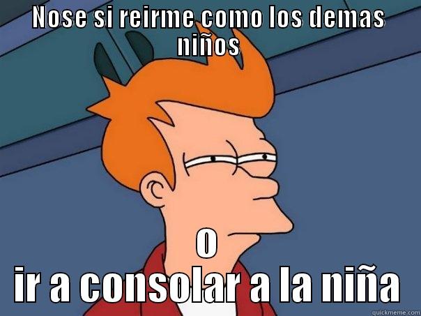 NOSE SI REIRME COMO LOS DEMAS NIÑOS O IR A CONSOLAR A LA NIÑA Futurama Fry